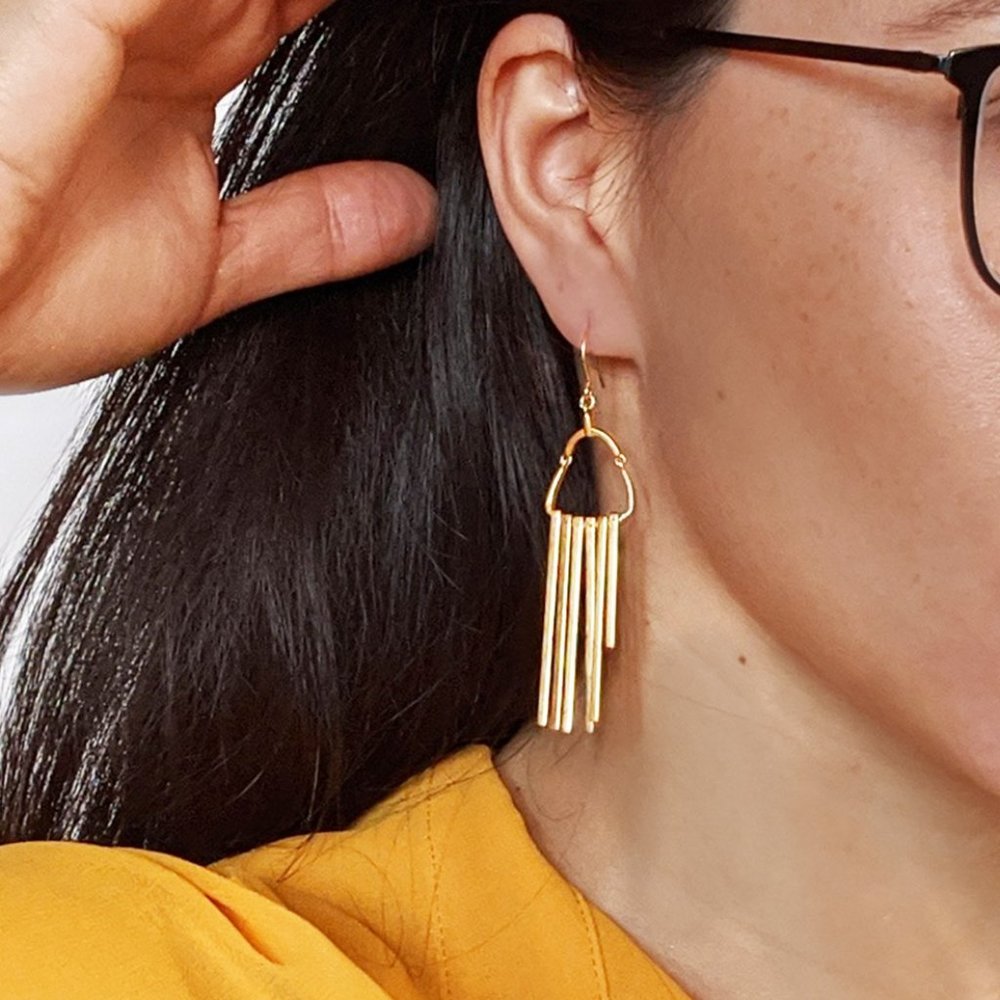 Baublebar chandelier gold fringe earrings